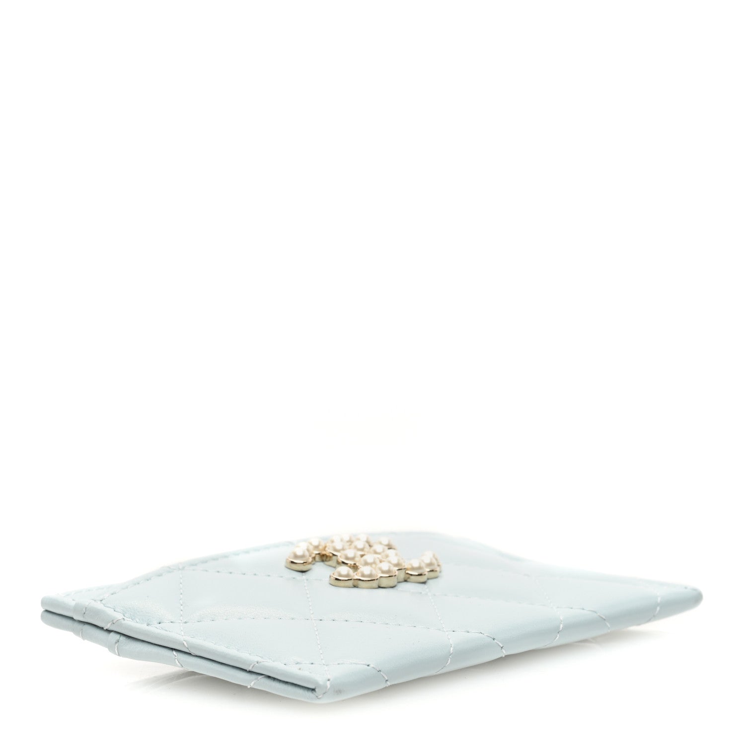 Chanel Lambskin Pearl Quilted Card Holder Light Blue 4 of 8