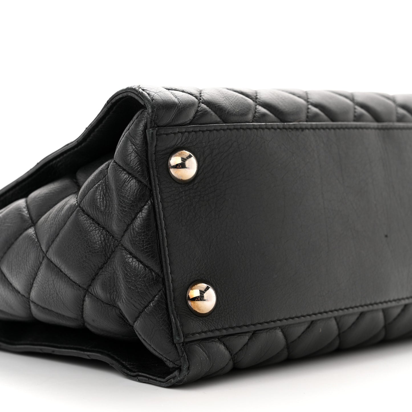 Calfskin Quilted Small Chic and Soft Shopping Tote Black