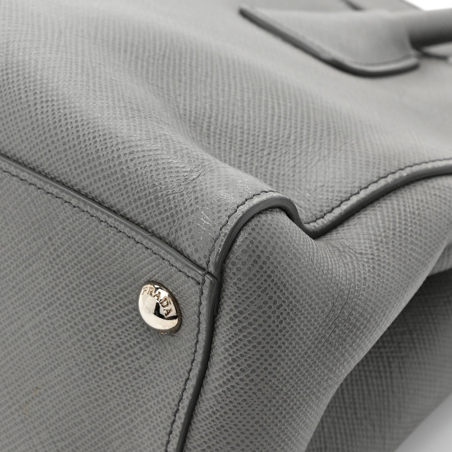 Prada Saffiano Cuir Double Zip Frame Tote Marmo 16 of 17