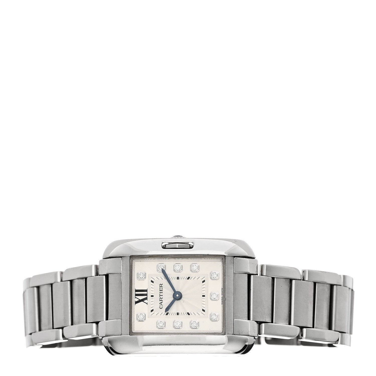 Cartier Stainless Steel Diamond 23mm Tank Anglaise Quartz Watch 2 of 4