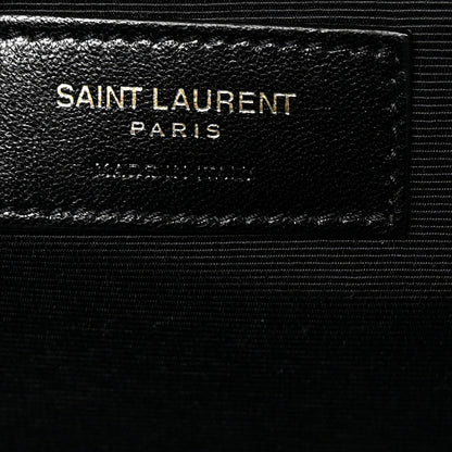 Saint Laurent Grain De Poudre Matelasse Chevron Large Monogram Satchel Black 6 of 9