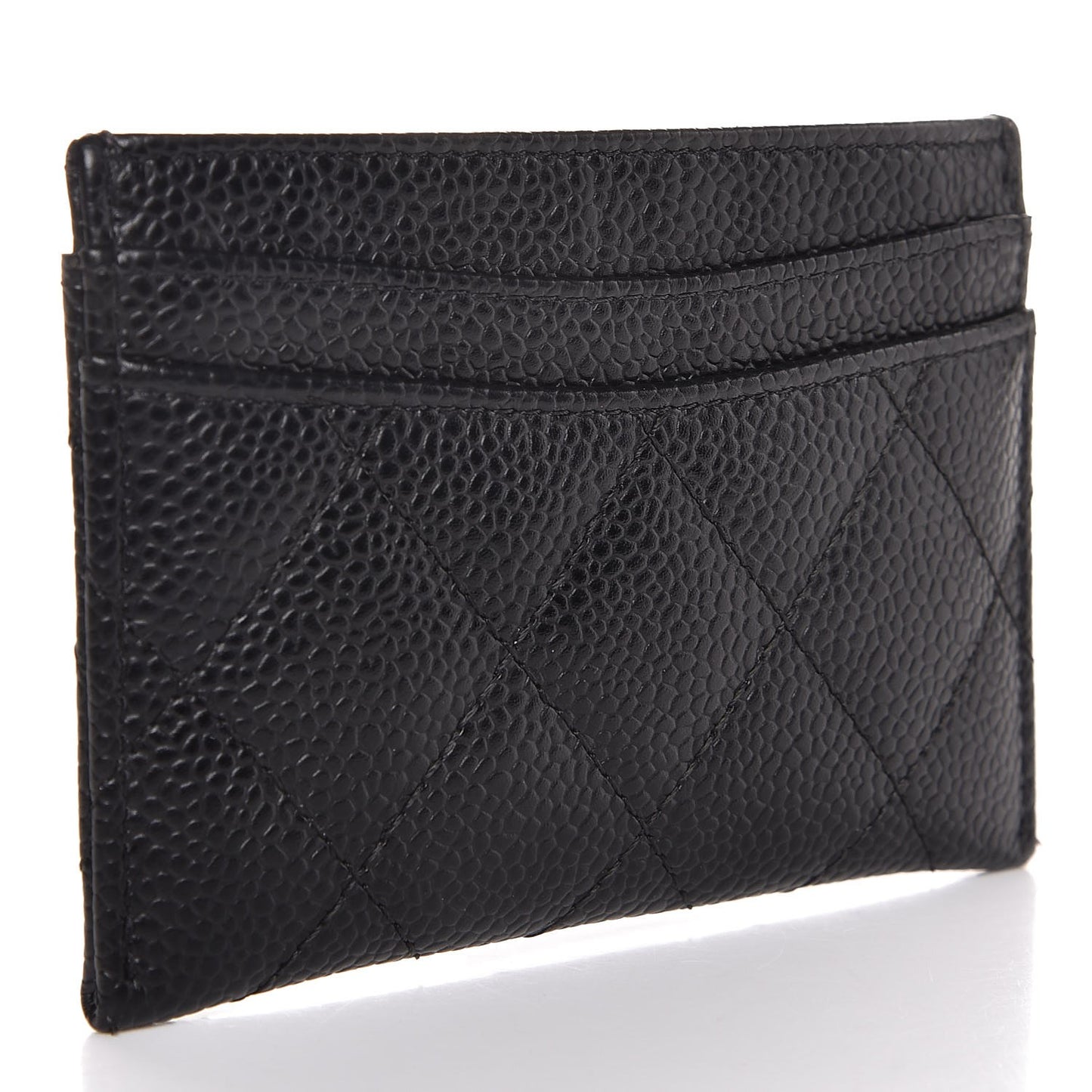Caviar Quilted Card Holder Black