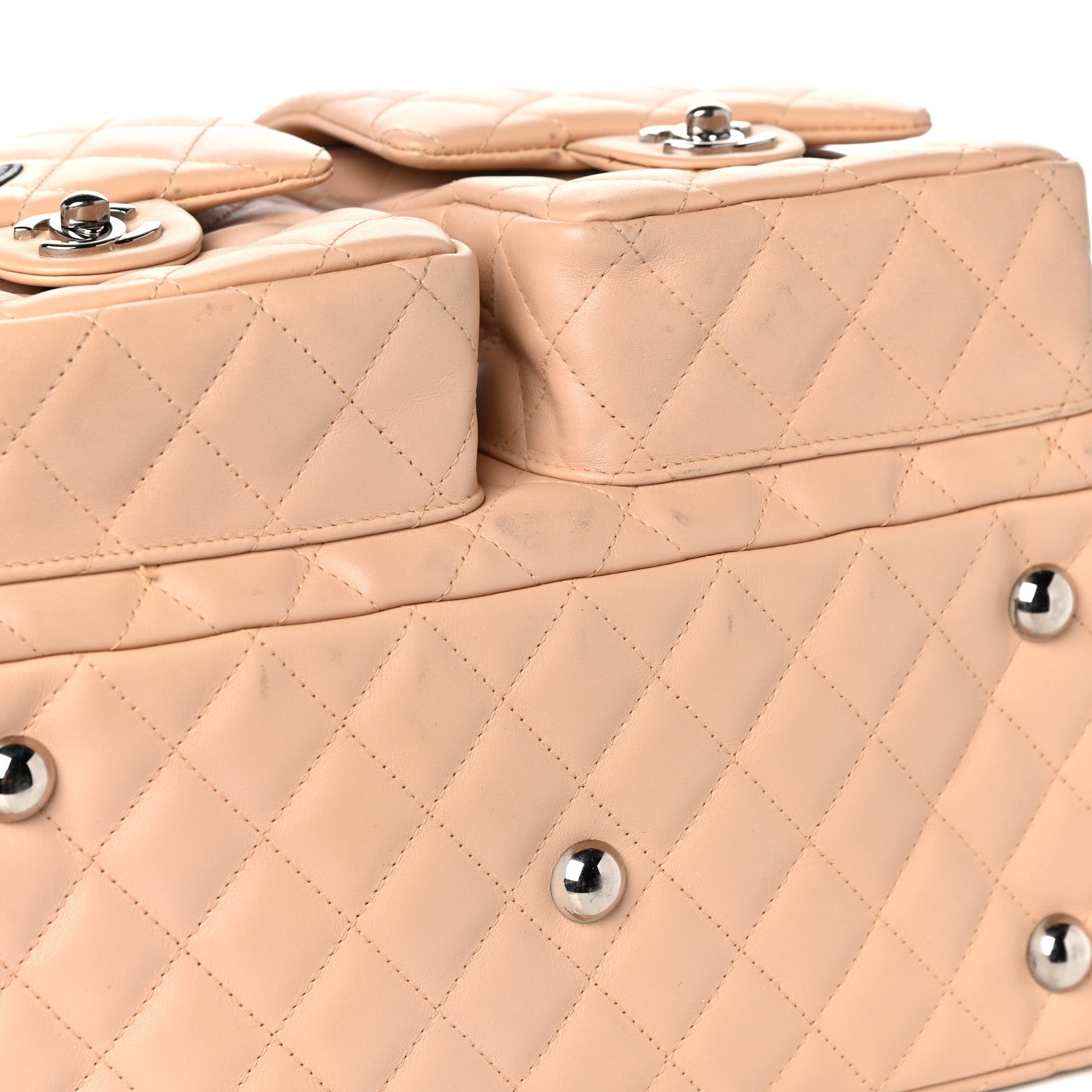Chanel Calfskin Quilted Large Cambon Multipocket Reporter Beige Black 10 of 17