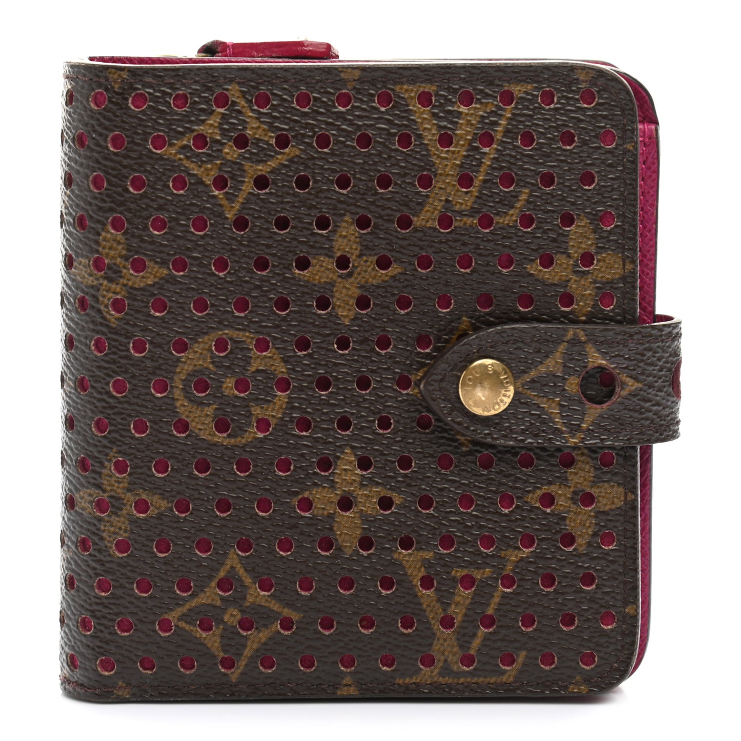 Monogram Perforated Compact Zipped Wallet Fuchsia