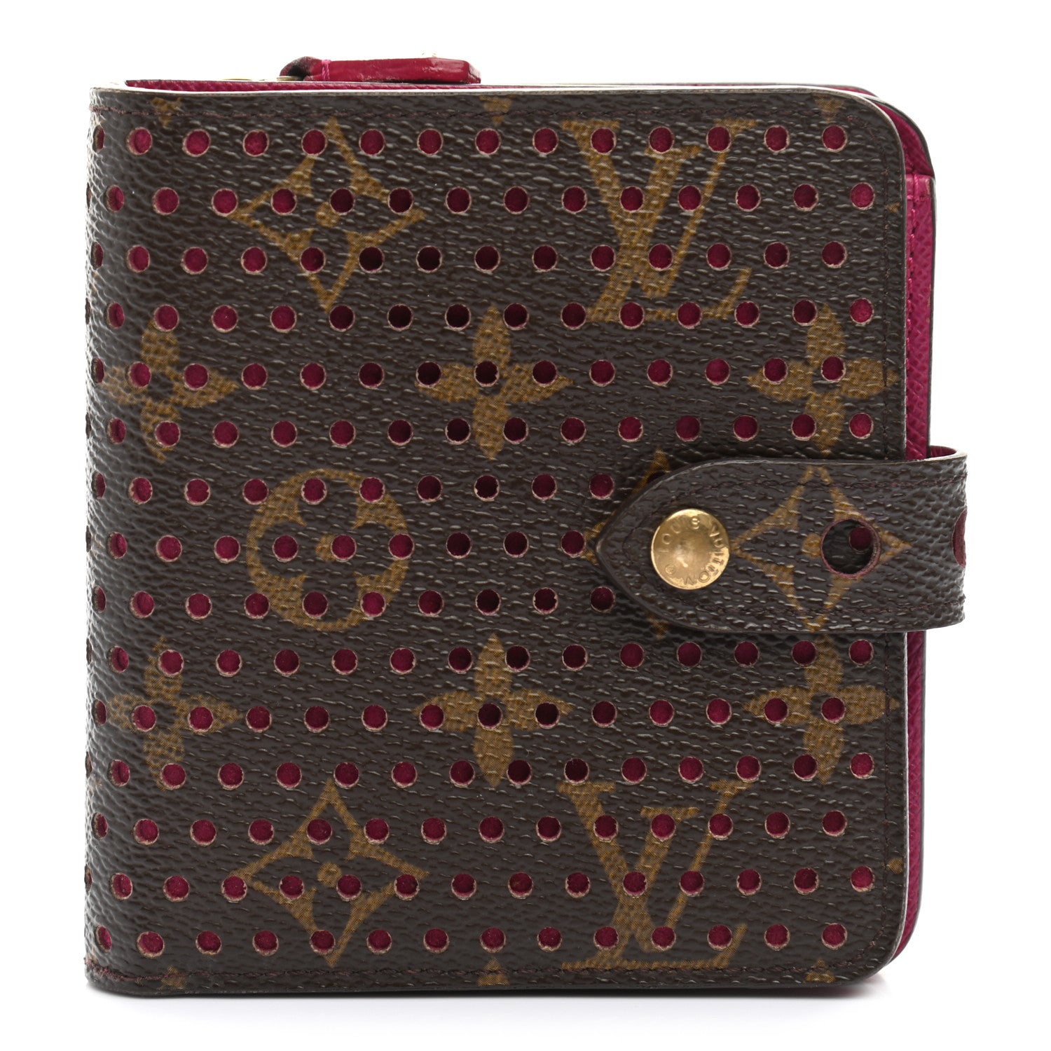 Louis Vuitton Monogram Perforated Compact Zipped Wallet Fuchsia 1 of 9