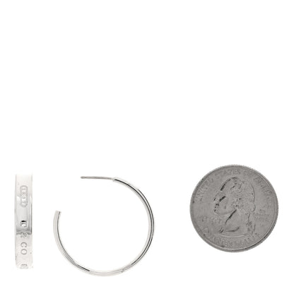 Tiffany Sterling Silver 1837 Medium Narrow Hoop Earrings 2 of 4