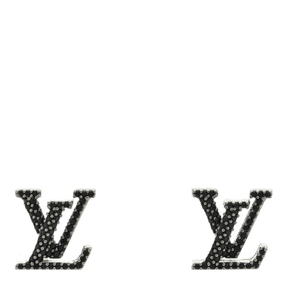 Louis Vuitton Metal Crystal LV Iconic Earrings Black Dore 1 of 4