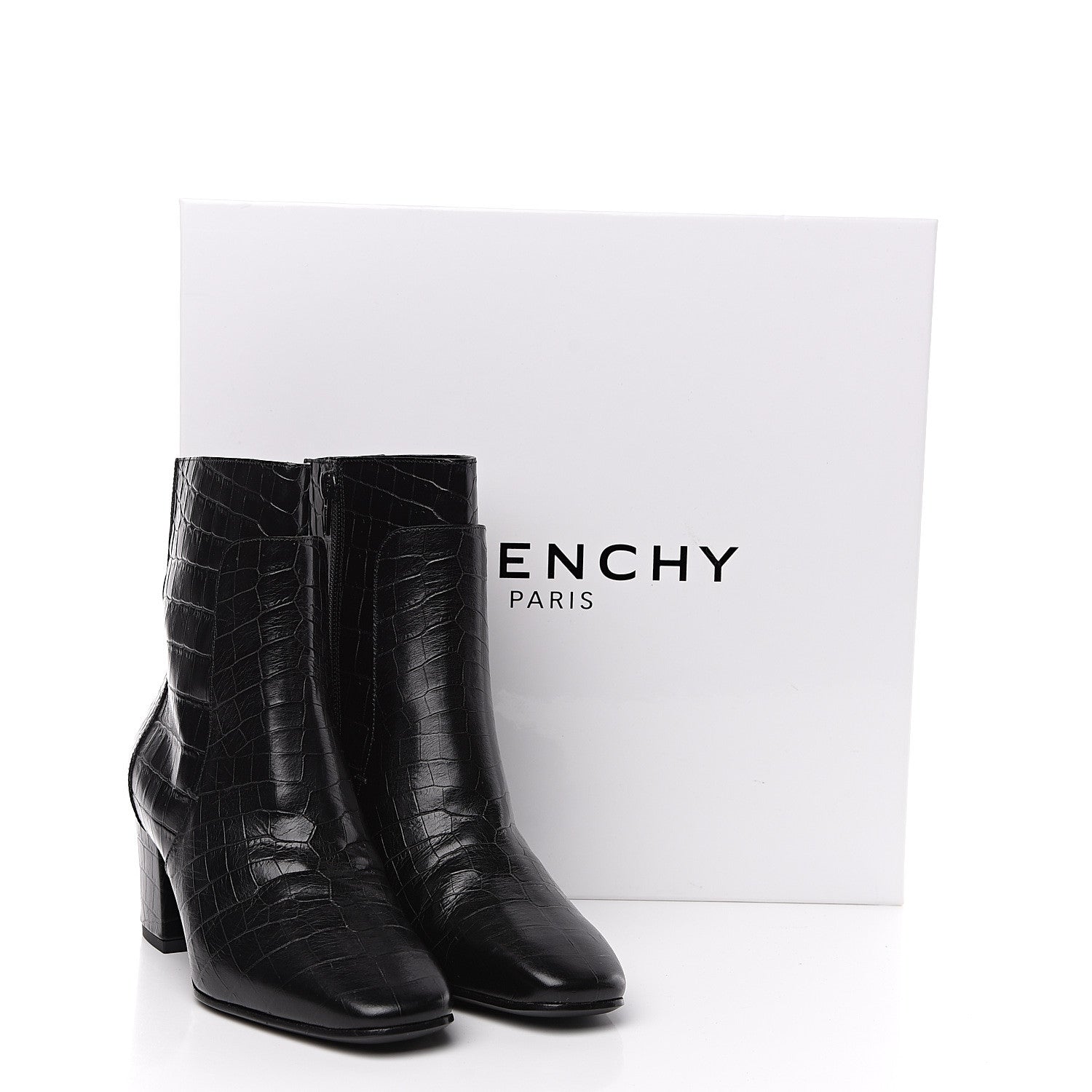 Givenchy Calfskin Crocodile Embossed Ankle Boots 36 Black 7 of 7