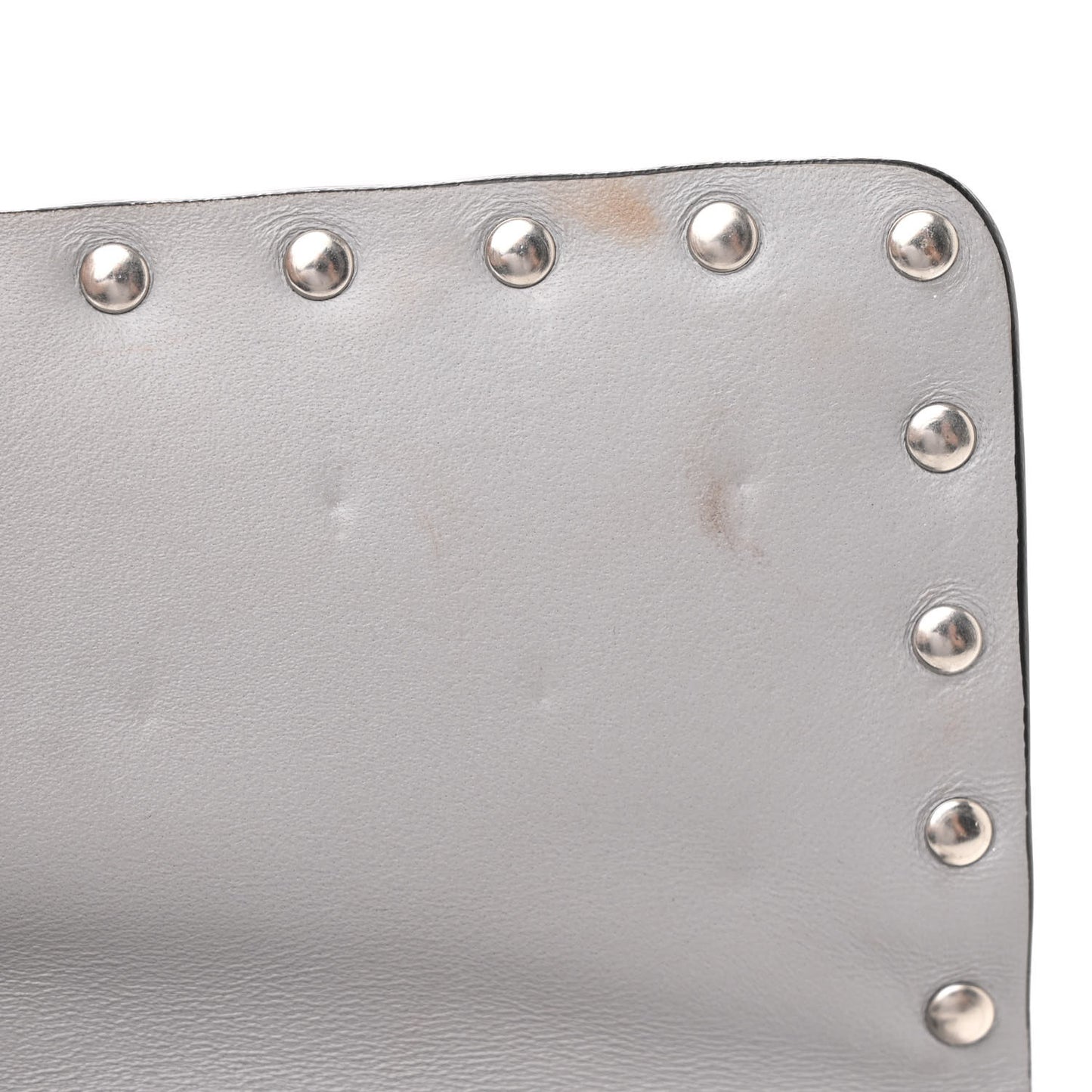 Metallic Craquele Nappa Medium Rockstud Spike Shoulder Bag Silver