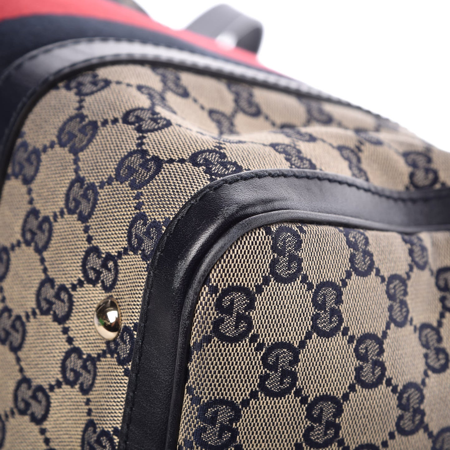 Monogram Selleria Calfskin Vintage Web Medium Boston Beige Blue