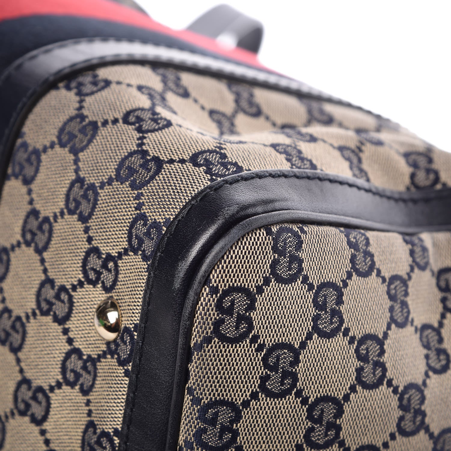 Gucci Monogram Selleria Calfskin Vintage Web Medium Boston Beige Blue 14 of 14