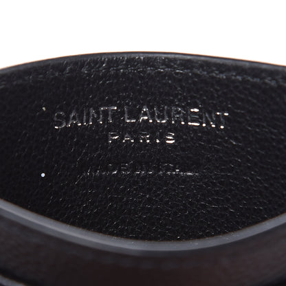 Saint Laurent Grain De Poudre Matelasse Chevron Monogram Credit Card Case Black 6 of 7