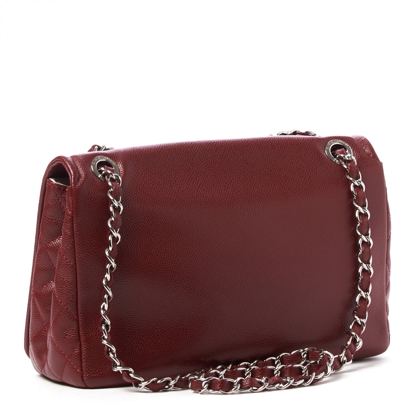 Caviar Large Timeless CC Flap Dark Red