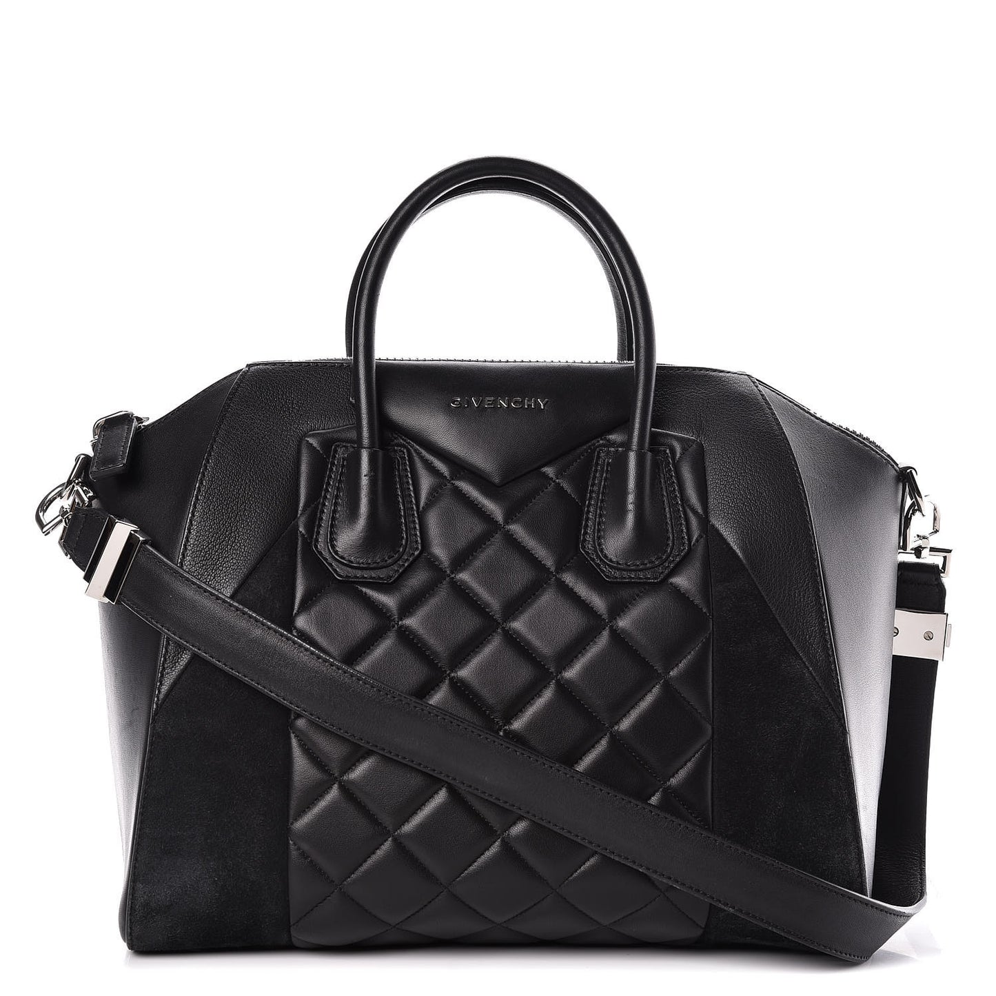 Sugar Goatskin Lambskin Diamond Quilted Medium Antigona Black