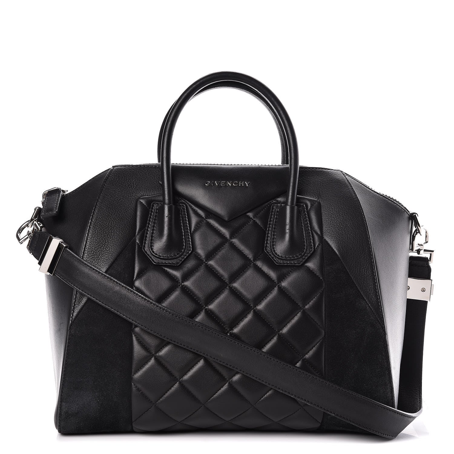 Givenchy Sugar Goatskin Lambskin Diamond Quilted Medium Antigona Black 1 of 14