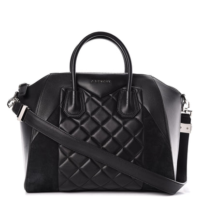 Givenchy Sugar Goatskin Lambskin Diamond Quilted Medium Antigona Black 1 of 14