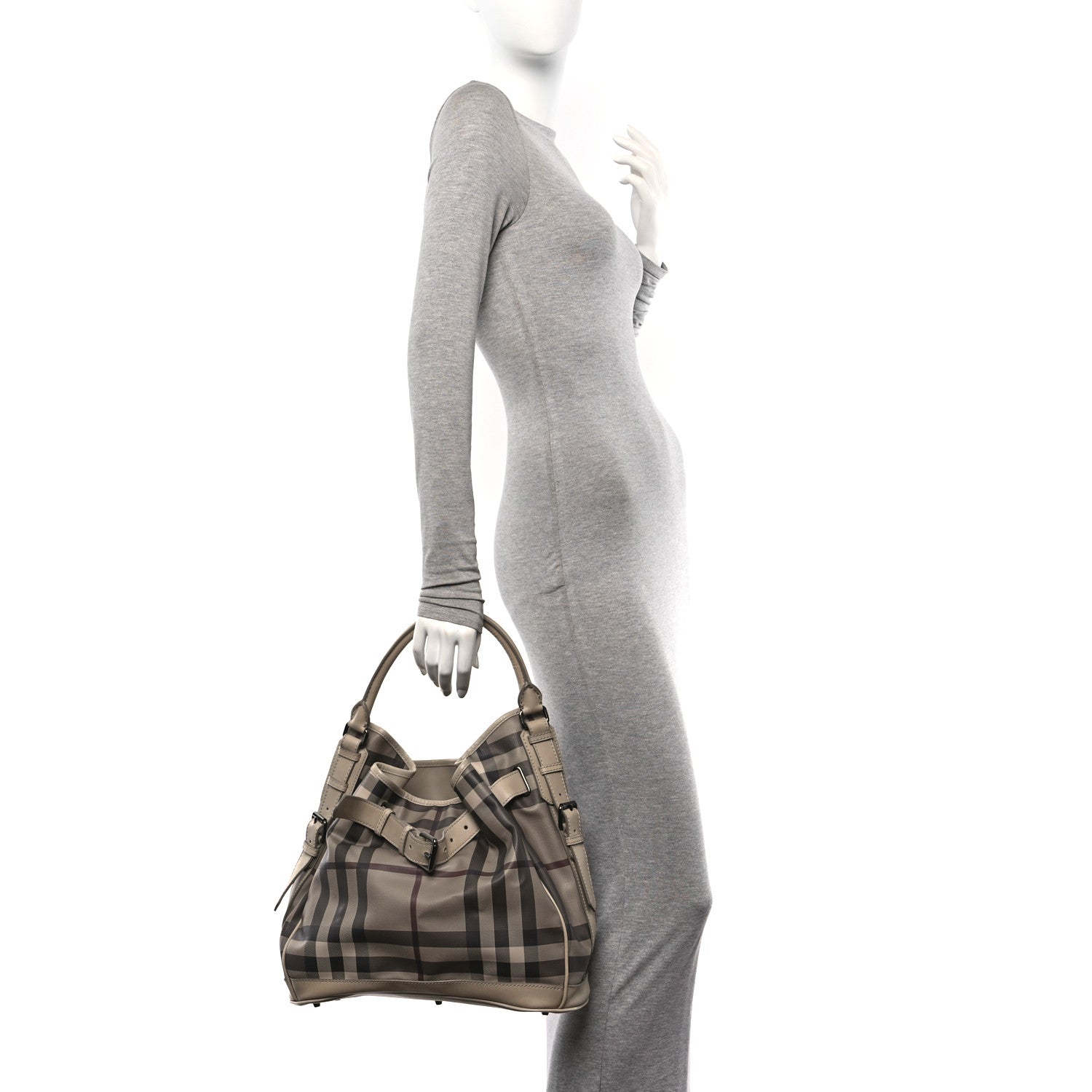 Burberry Smoked Check Medium Walden Belted Hobo Trench 2 of 9