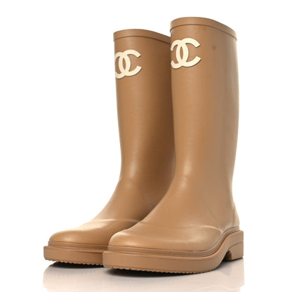 Chanel Caoutchouk CC High Boots 39 Beige 3 of 8