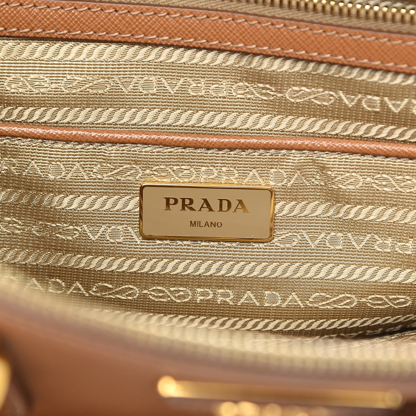 Saffiano Lux Large Galleria Double Zip Tote Caramel
