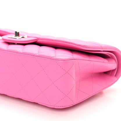 Chanel Lambskin Quilted Medium Double Flap Neon Pink 10 of 10