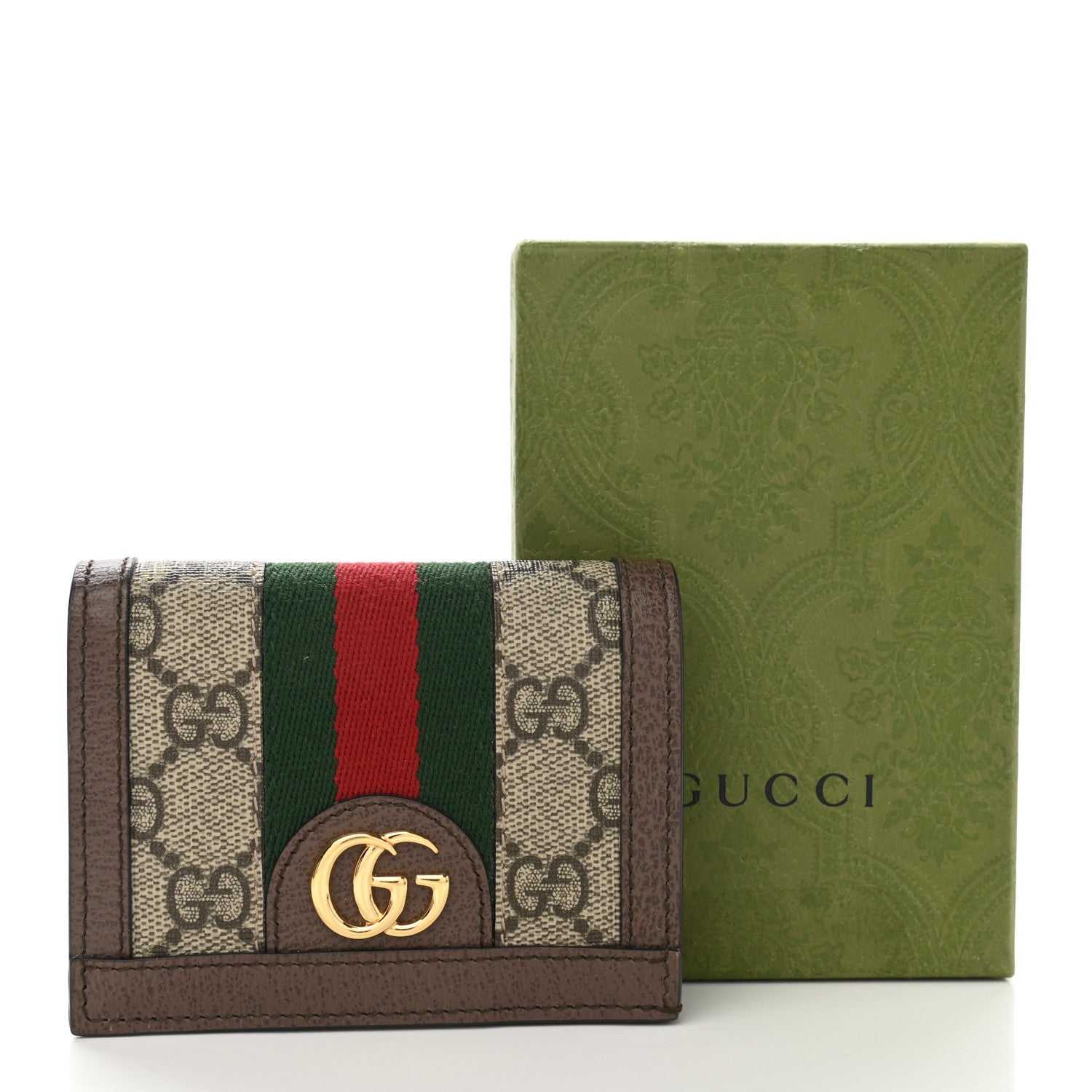 Gucci GG Supreme Monogram Web Ophidia Card Case Beige New Acero 9 of 9