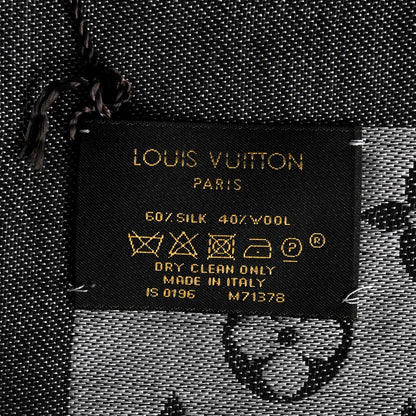Louis Vuitton Wool Silk Monogram Denim Shawl Black 5 of 6