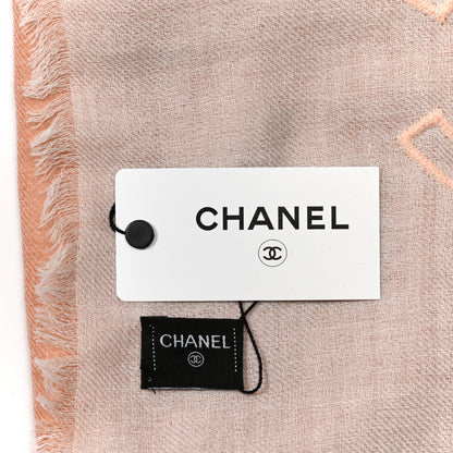 Chanel Cashmere CC Fringe Scarf White Pink 3 of 5