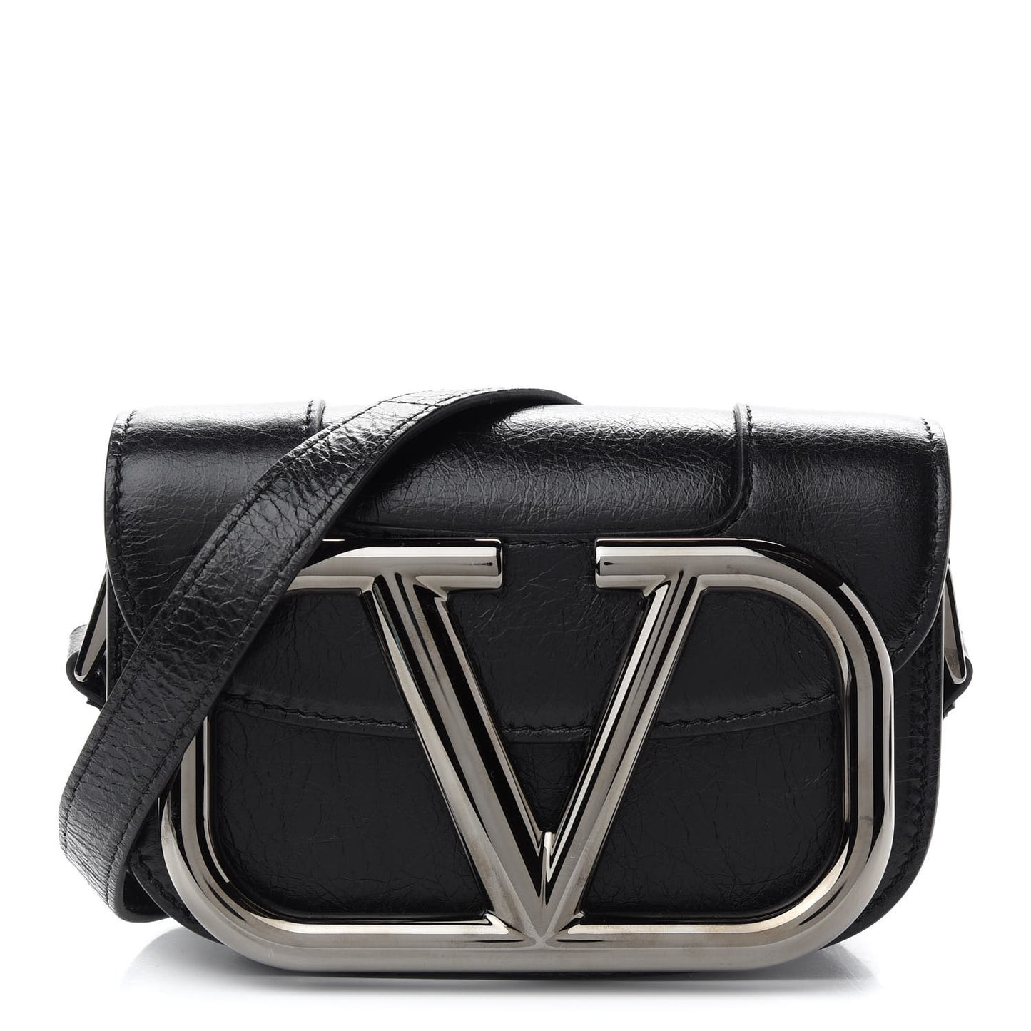 Brushed Calfskin Small Supervee Crossbody Bag Black
