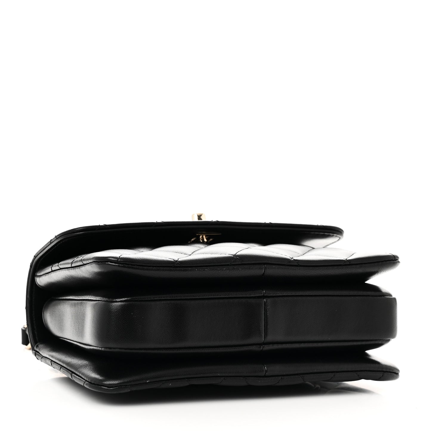 Lambskin Crystal Quilted Mini Trendy CC Dual Handle Flap Bag Black