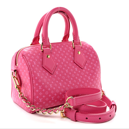 Louis Vuitton Calfskin Nanogram Embossed Speedy Bandouliere 20 Rose 2 of 9