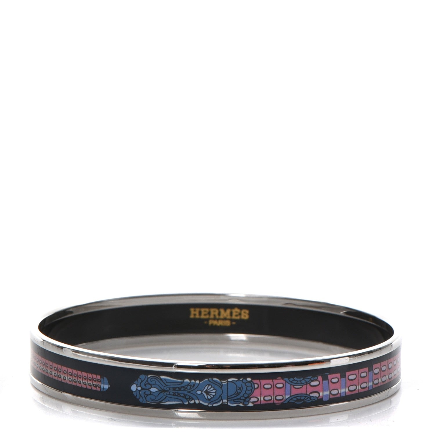 Hermes Enamel Printed Narrow Les Cannes Bracelet 70 Arts and Crafts 1 of 8