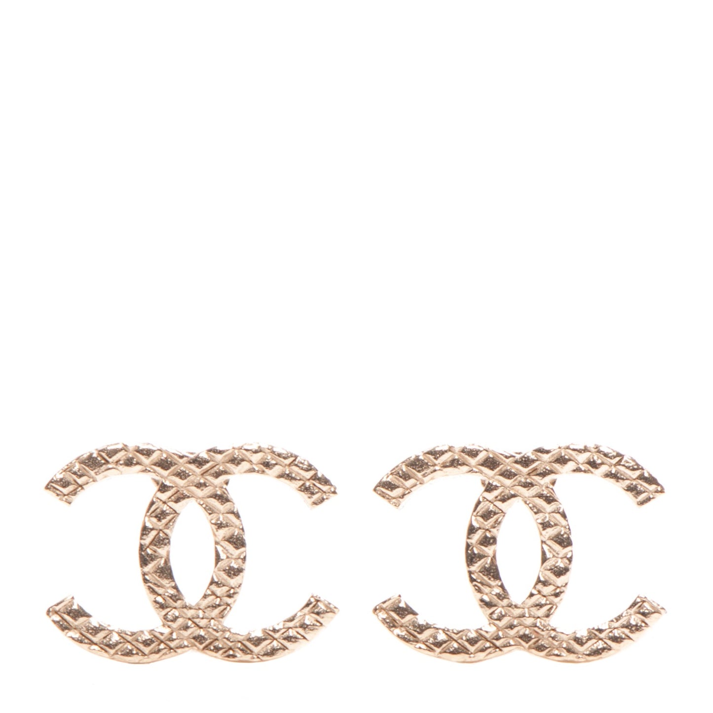 Quilted CC Earrings Light Gold