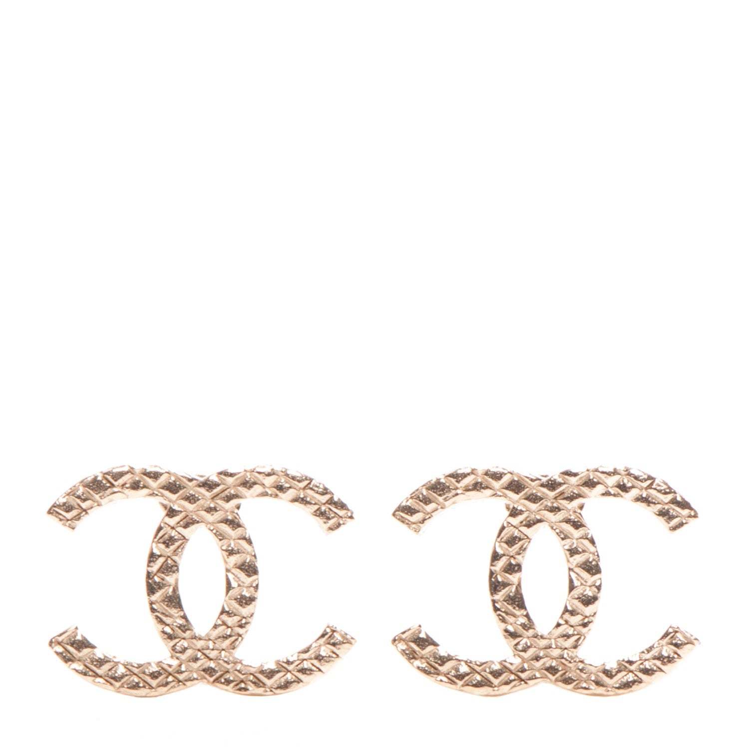 Chanel Quilted CC Earrings Light Gold 1 of 4