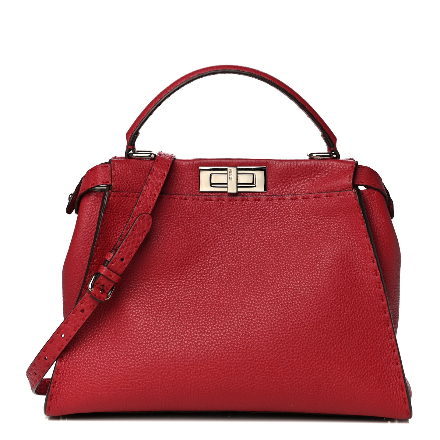 Cuoio Romano Selleria Bi-Color Medium Peekaboo Iconic Satchel Rosso Latte