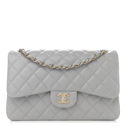 Chanel Caviar Quilted Jumbo Double Flap Light Grey 1 of 8