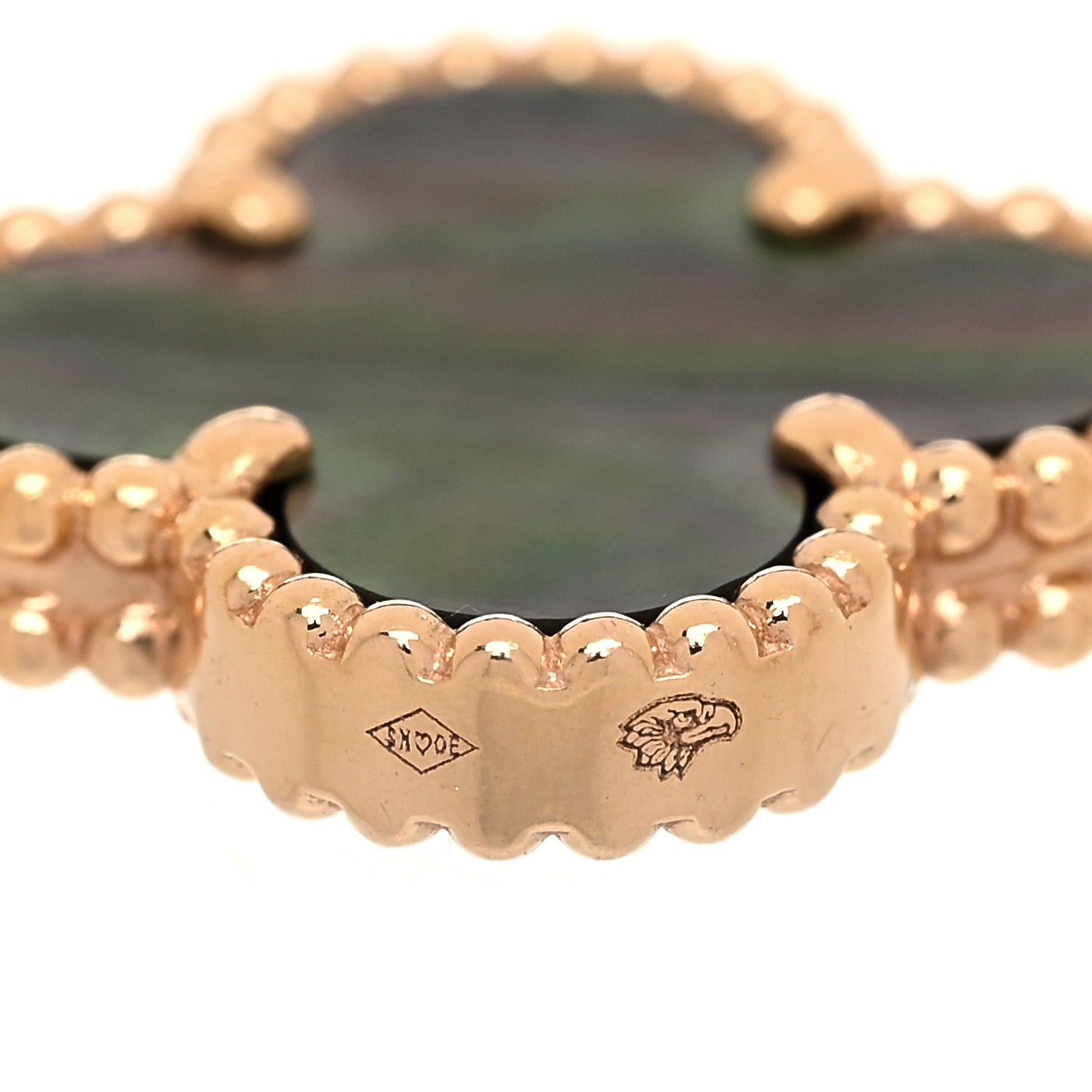 Van Cleef & Arpels 18K Rose Gold Diamond Gray Mother of Pearl 5 Motifs Vintage Alhambra Bracelet 5 of 6