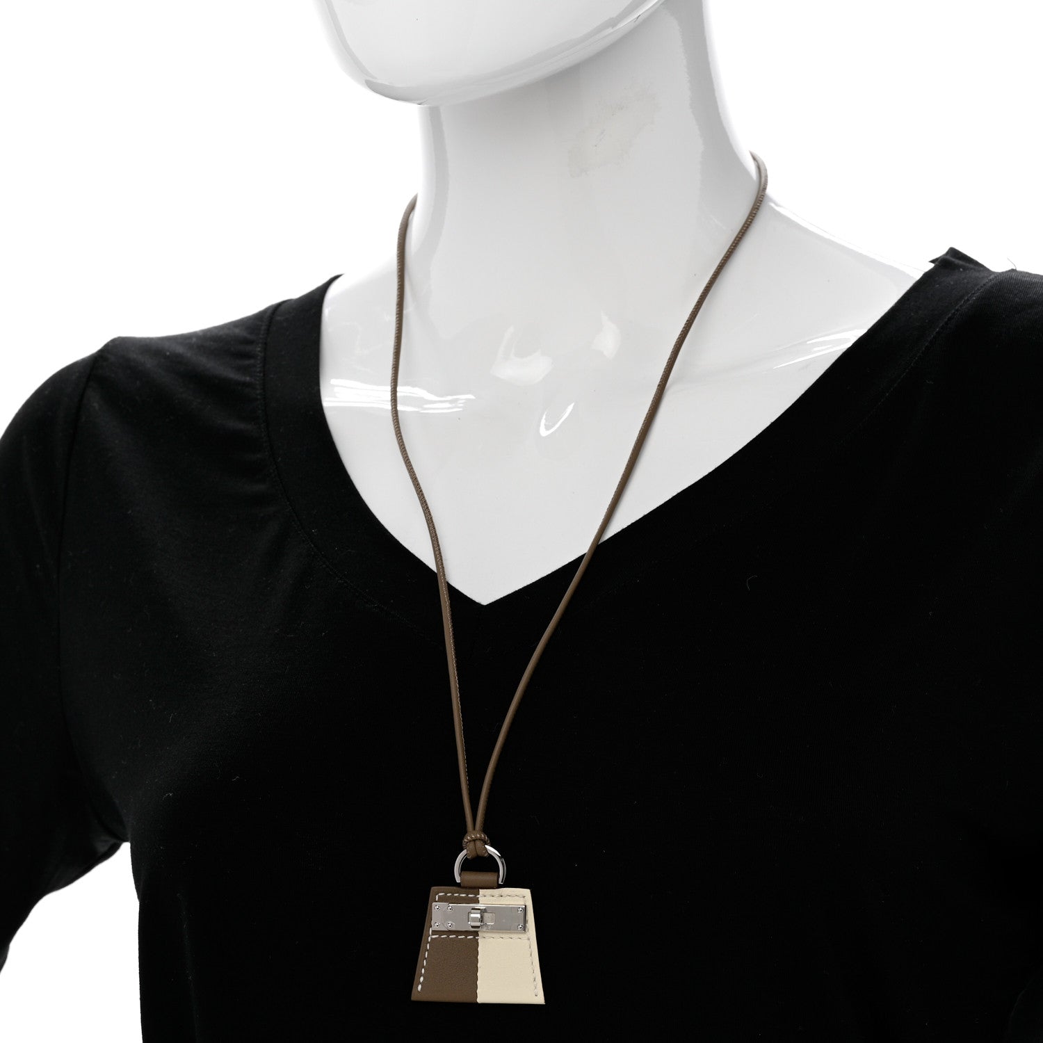 Hermes Swift Monpetit Small Kelly Pendant Necklace Etoupe Nata 2 of 6