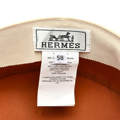 Hermes Double Linen Twill Casquette Cabourg Cliquetis Cap 58 White Creme 7 of 8