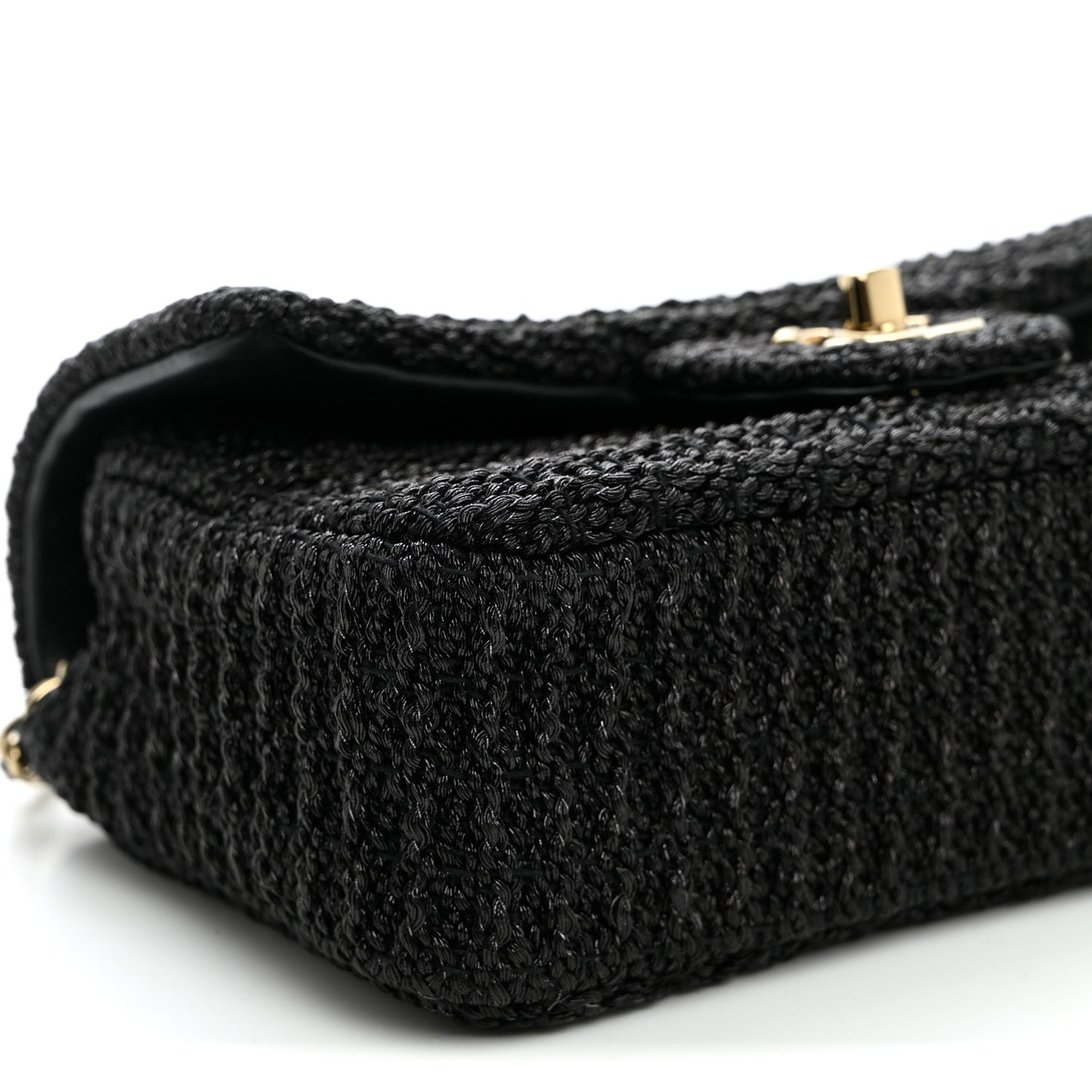 Woven Fabric Mini Rectangular Flap Black