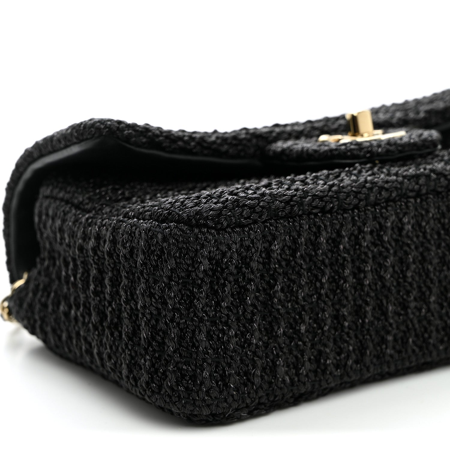 Chanel Woven Fabric Mini Rectangular Flap Black 8 of 9