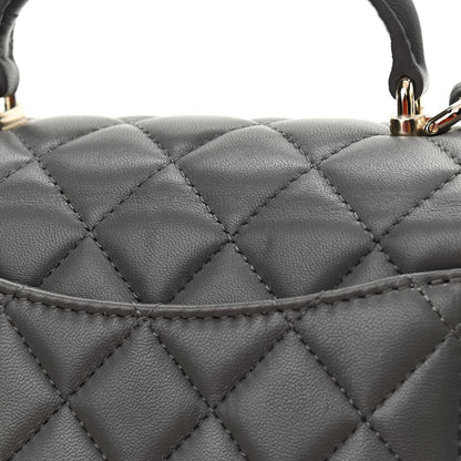 Chanel Lambskin Quilted Mini Top Handle Rectangular Flap Dark Grey 10 of 13