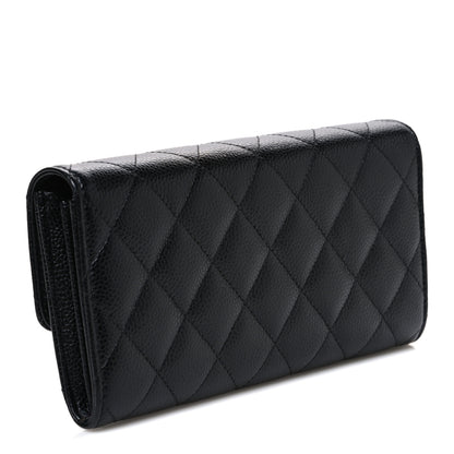 Chanel Caviar Quilted Large Gusset Flap Wallet Black 3 of 9
