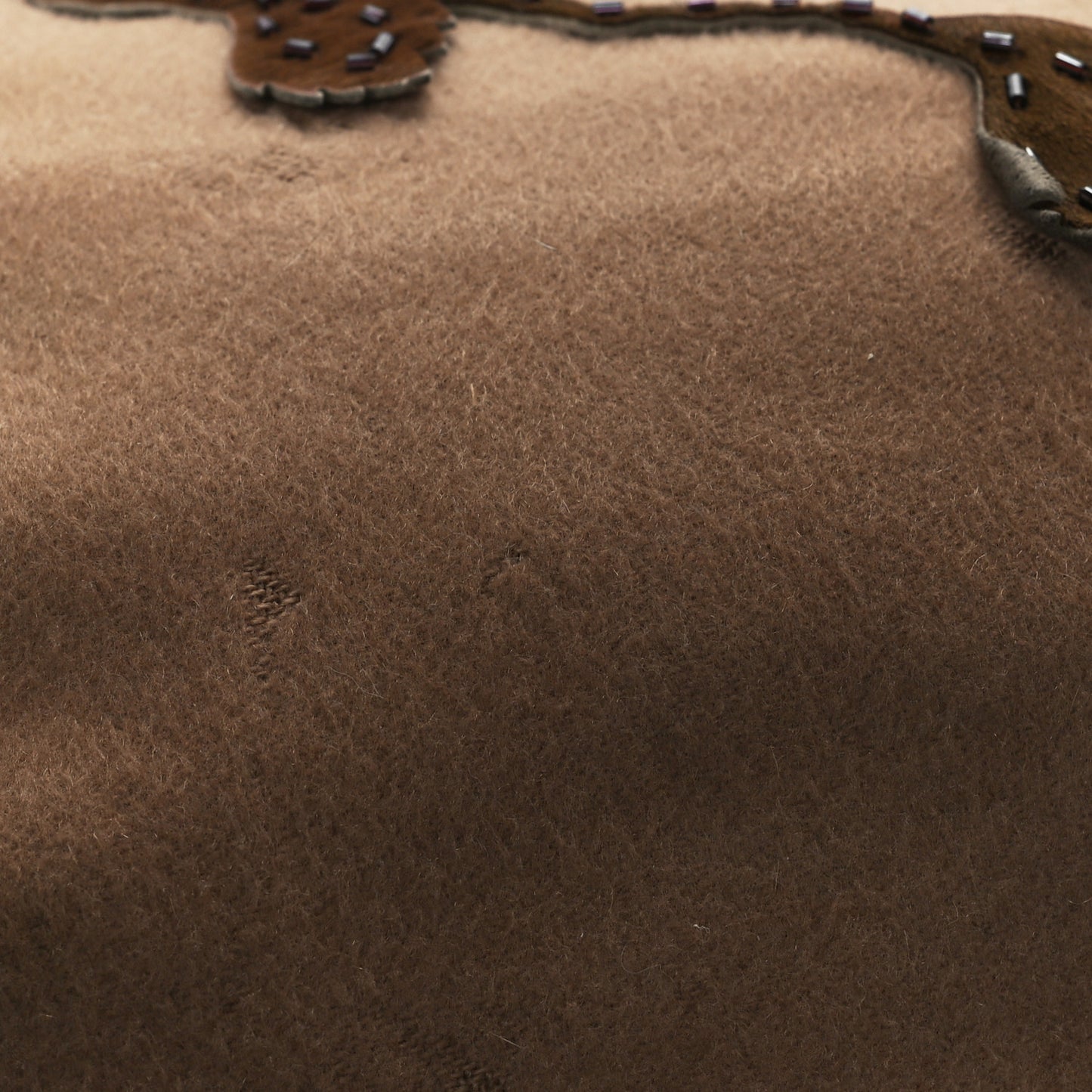 Wool Pony Hair Flower Applique Baguette Brown