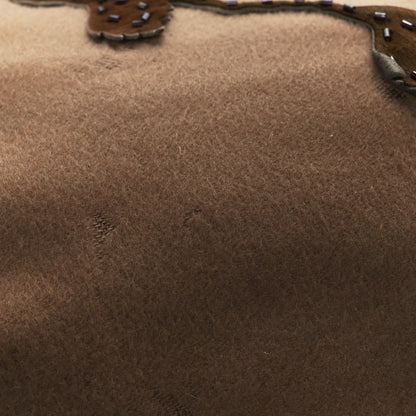 Fendi Wool Pony Hair Flower Applique Baguette Brown 14 of 14