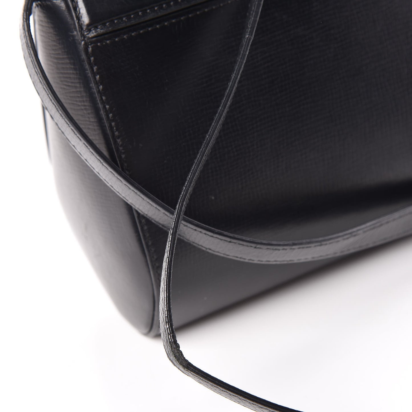 Textured Calfskin Mini Pandora Box Crossbody Bag Black