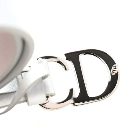 Christian Dior Metallic Calfskin Saddle Belt 80 32 Silver 8 of 8