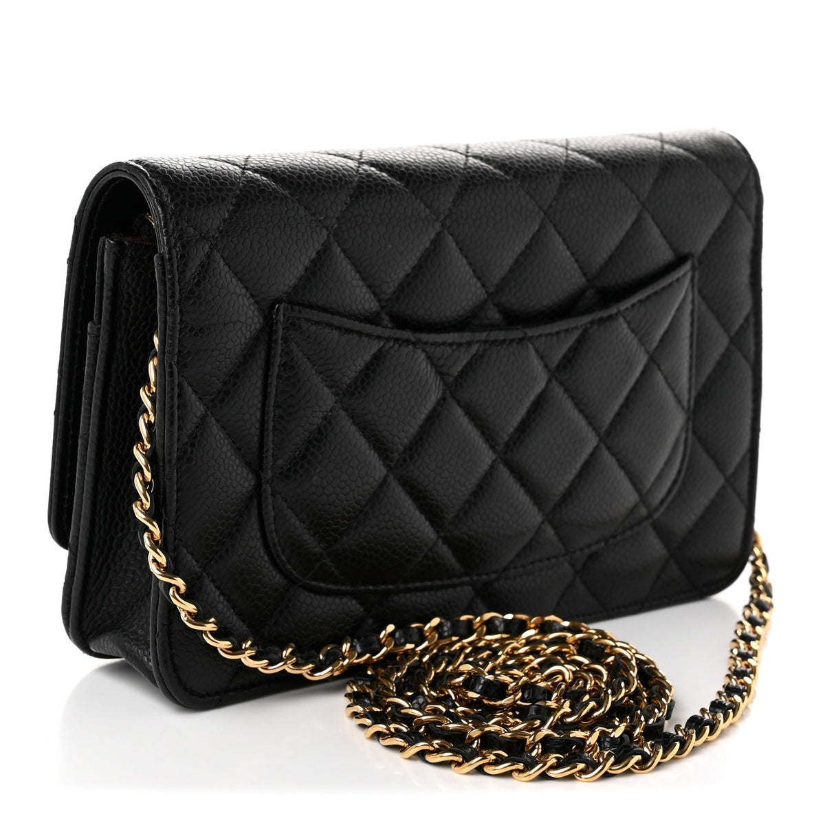 Caviar Quilted Wallet on Chain WOC Black