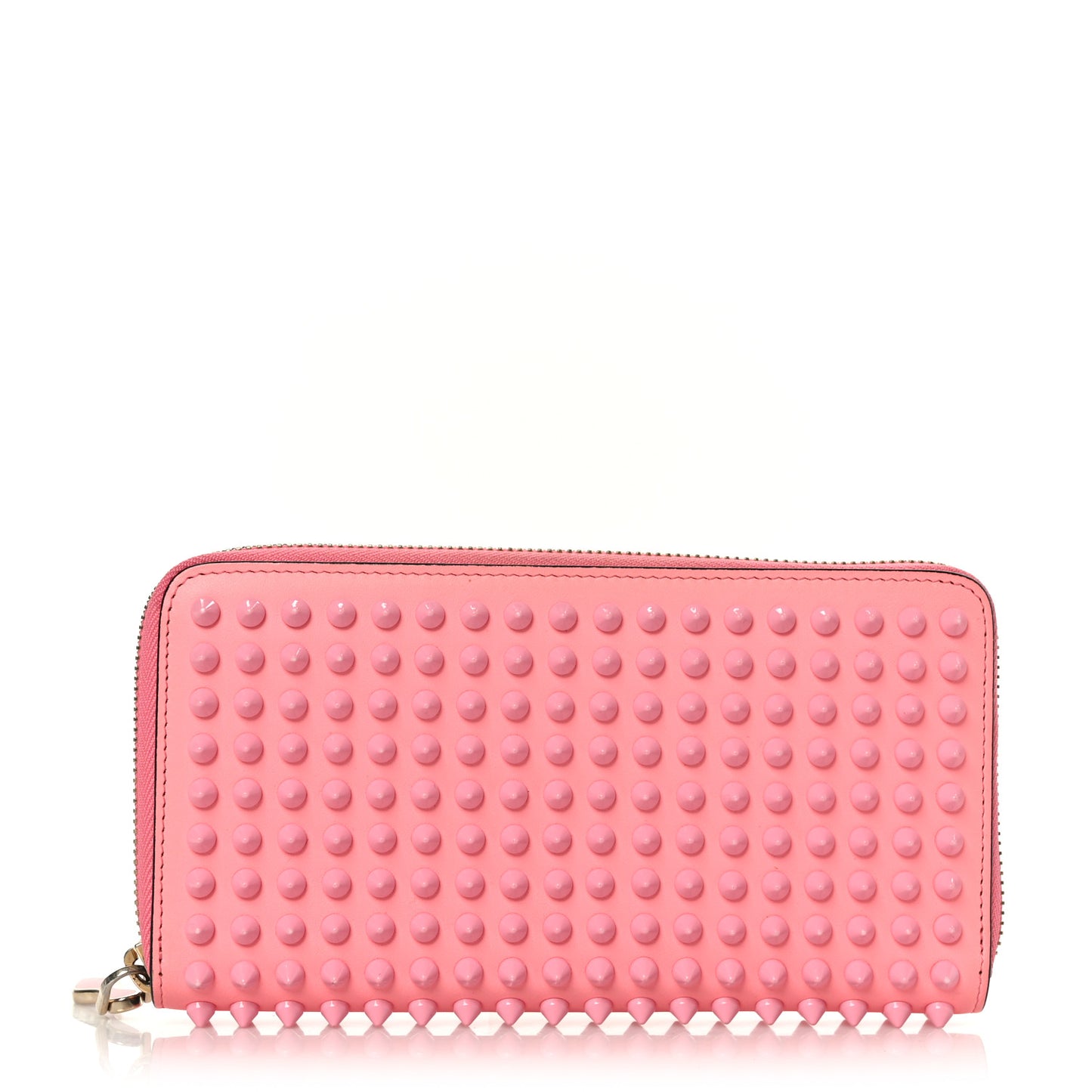 Calfskin Panettone Spiked Zip Around Wallet Pink