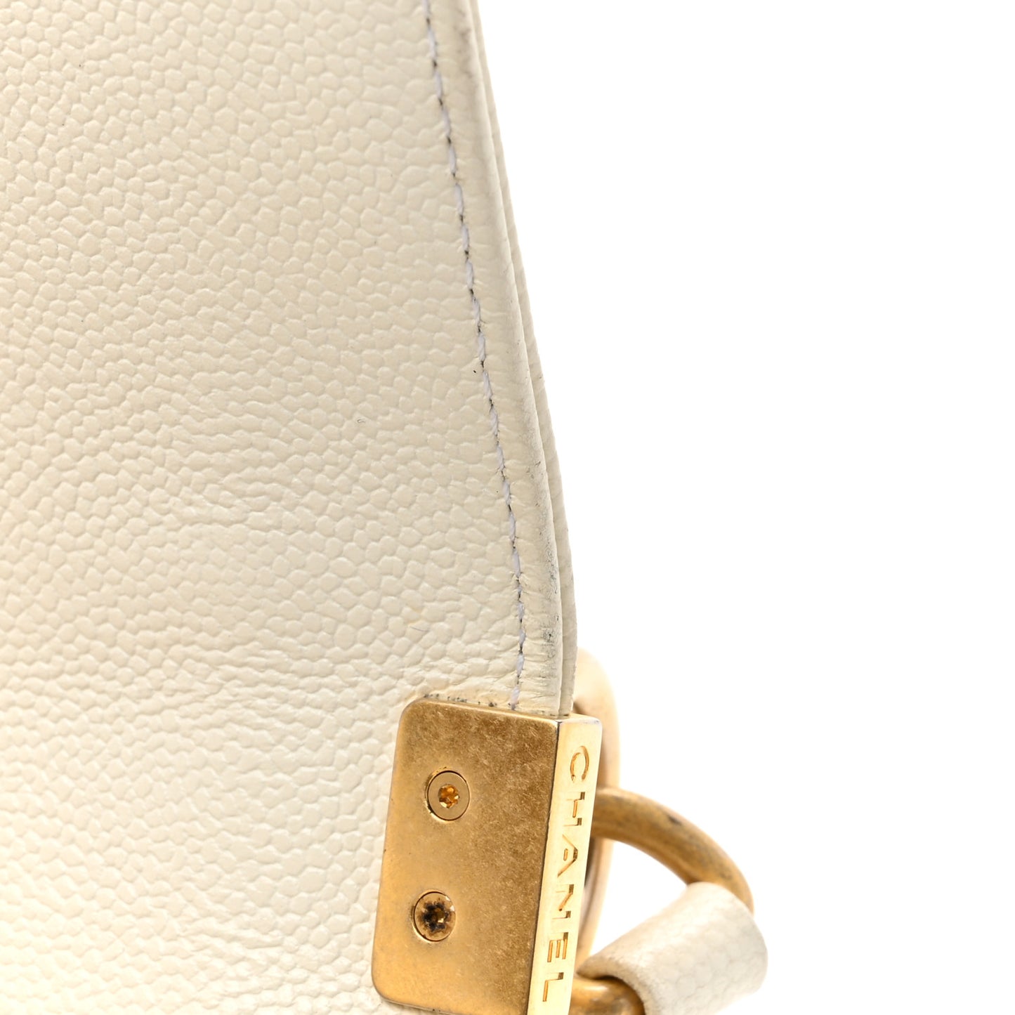 Caviar Quilted Medium Boy Flap White