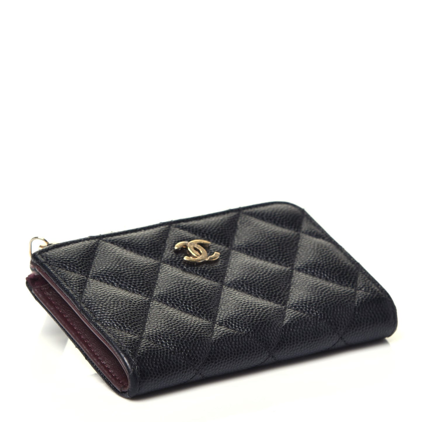 Caviar Quilted Zipped Key Holder Case Black